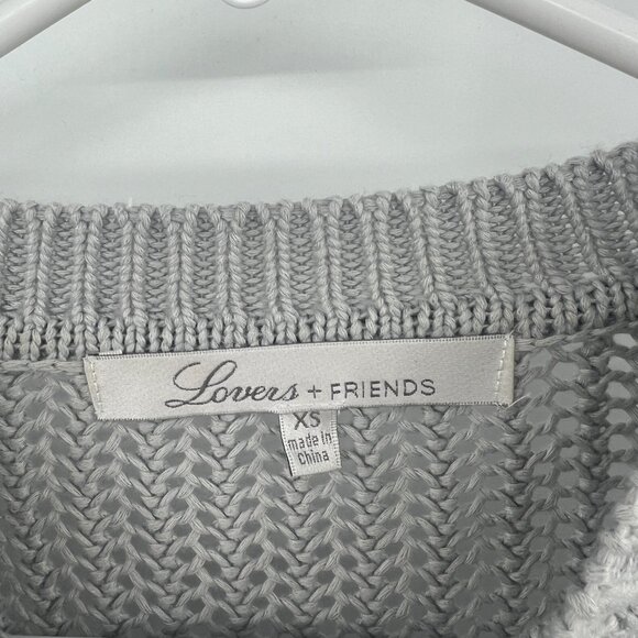 Lovers + Friends Addison Open Knit Gray Bell Sleeve Sweater Women's XS - Picture 3 of 5